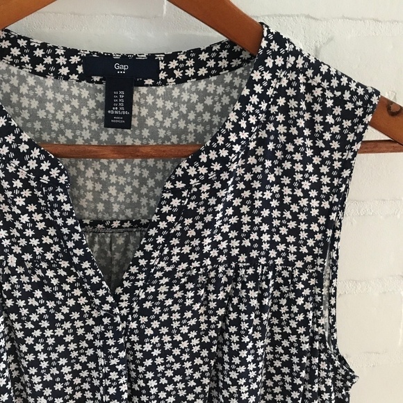 Vintage 90s Mini Dress Gap Floral Print Daisy Coquette Navy/white XS - Picture 3 of 5